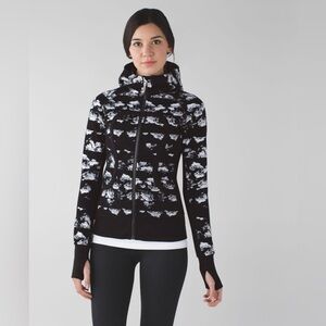 lululemon athletica Black and White Patterned Full-Zip Hoodie Sweater